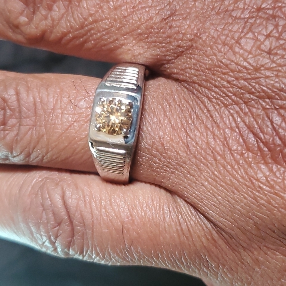 Swarovski Yellow Zirconia Solitaire Ring Platinum Plated